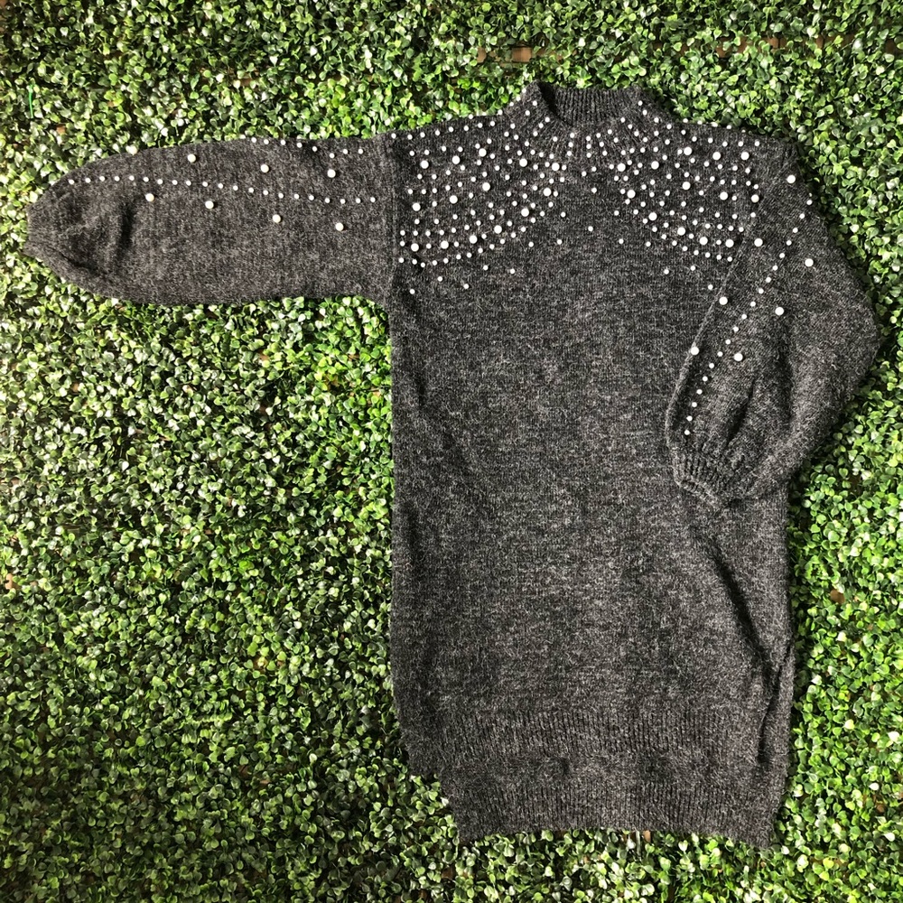 Faux Pearl Sweater Dress